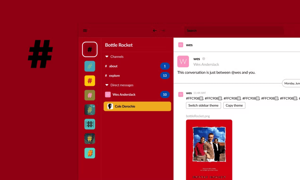 Wes Anderslack: Wes Anderson inspired Slack themes ❤️