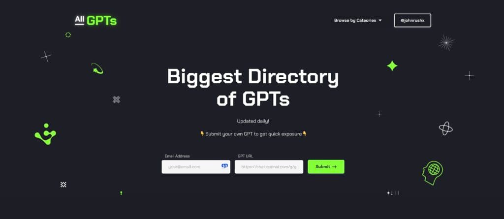 Find inspiration, fun and use in this first GPTs Directory