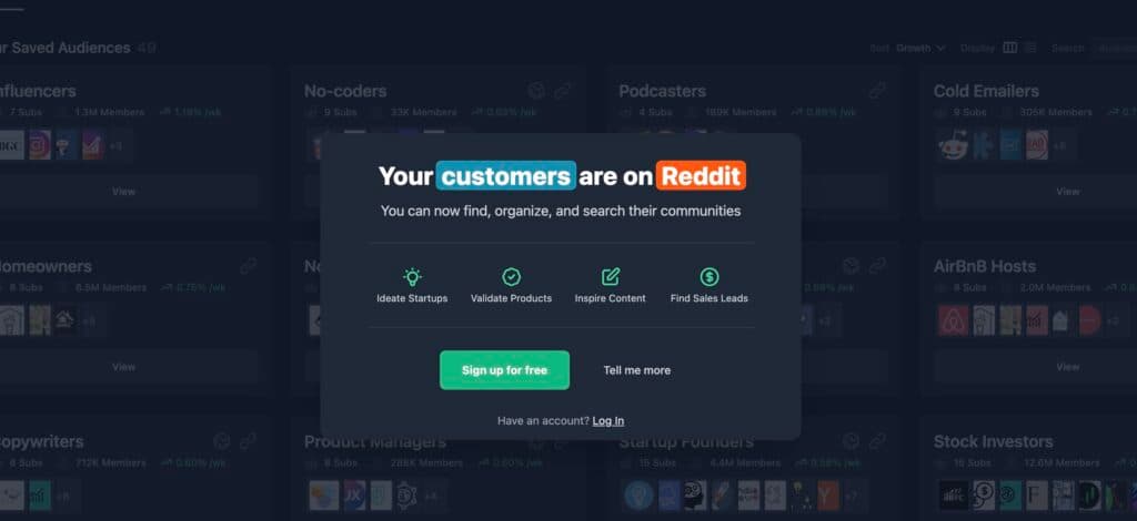Reddit Audience builder Gummysearch