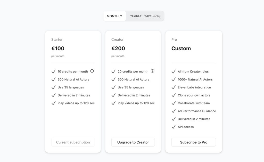 Arcads.ai pricing