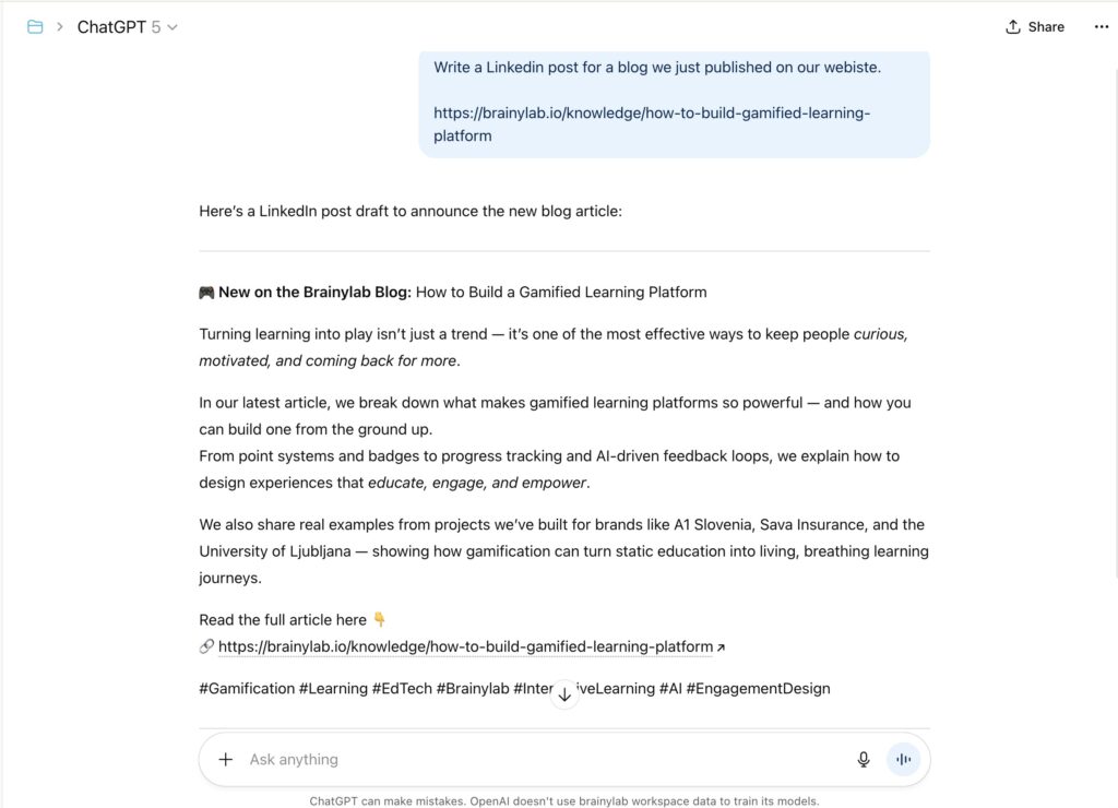 ChatGPT prompt model